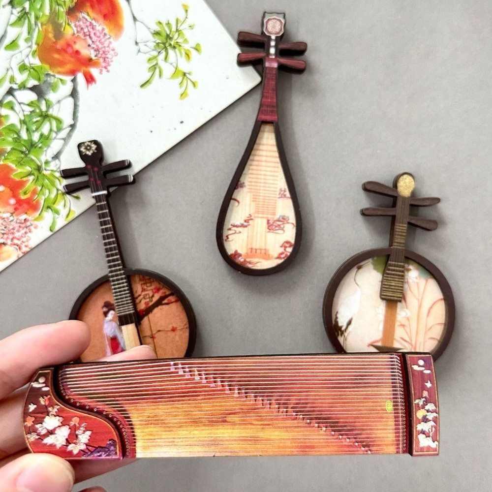 Musical Instrument Ancient - 4 STUKS/SET Chinese stijl muziekinstrumenten koelkastmagneten
