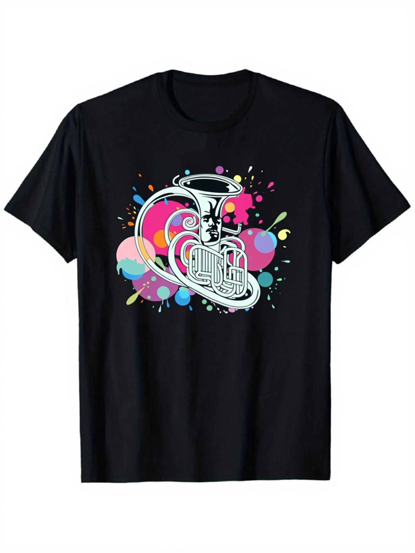Trendy heren zwart grafisch T- - Musical Instrument Tuba recensie en prijs