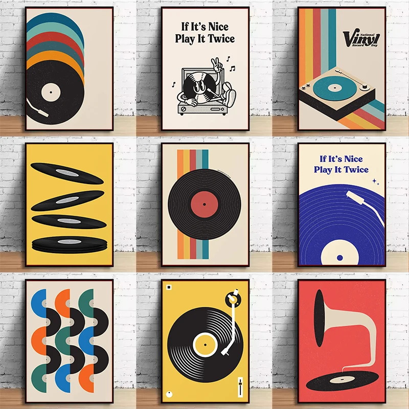 Mid Century Vinyl Record Canva - Musical Instrument Tuba recensie en prijs