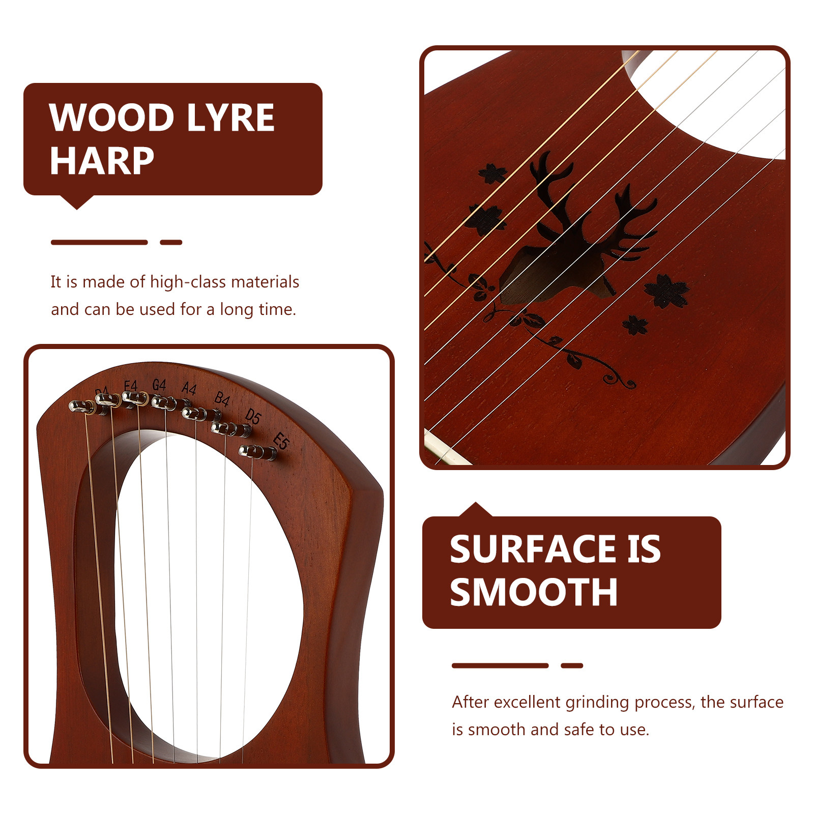 1 set retro hertenhouten lierh - Musical Instrument Ancient recensie en prijs